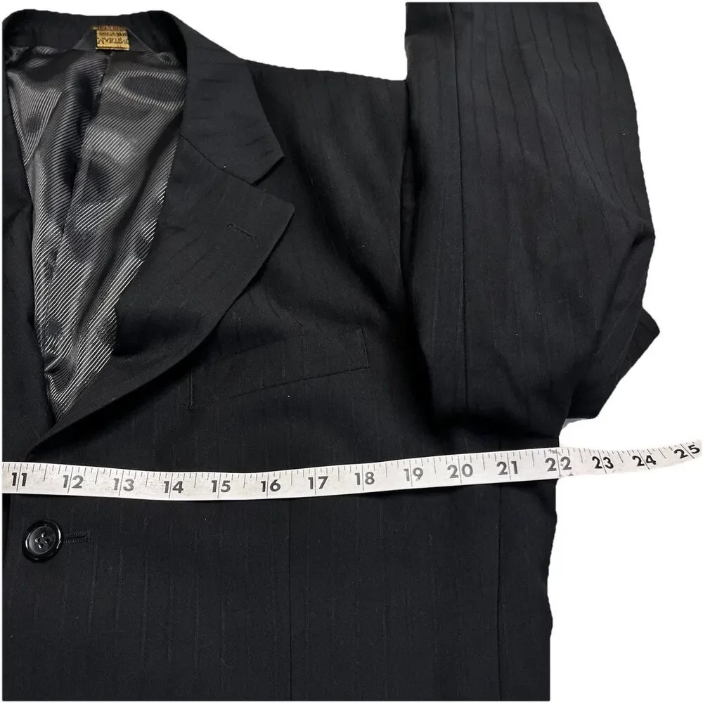 Martino Uomo Moda 2pc Suit Men’s Subtle Black Pinstripe 42R W32xL31